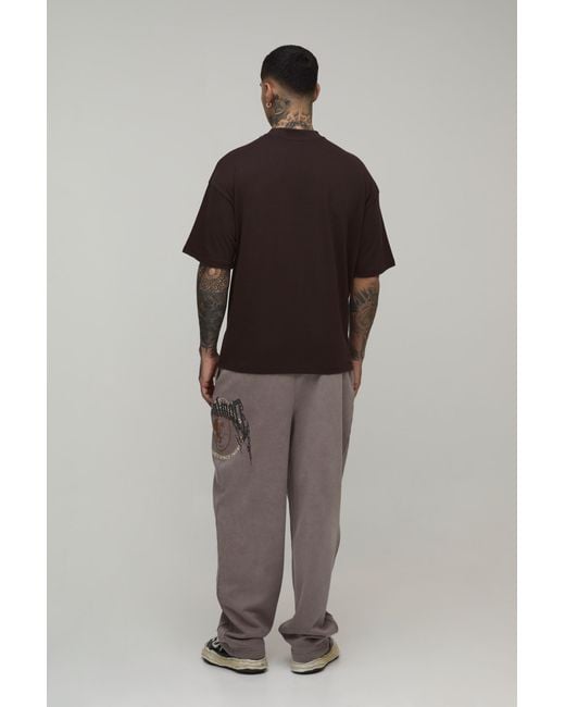 BoohooMAN Brown Tall Balloon Fit Washed Gothic Seam Detail Jogger for men