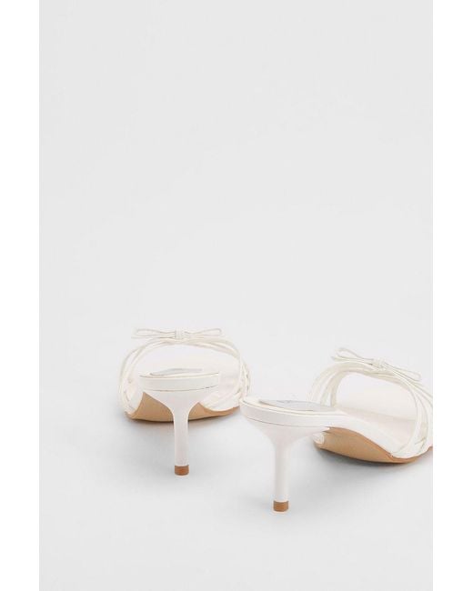 Oasis Natural Karla Faux Leather Bow Detail Medium Stiletto Heel Mules