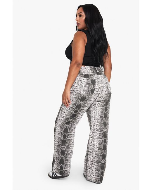 Boohoo Black Plus Snake Wide Leg Jean