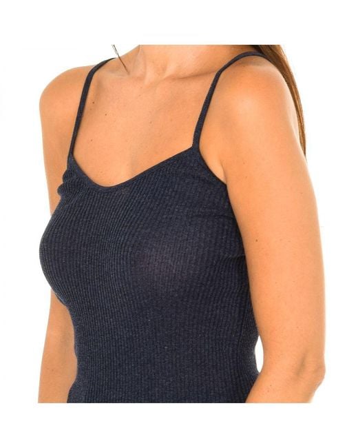 Armani Blue Thin Strap Top With Ribbed Fabric 3Y5H2A-5M1Wz