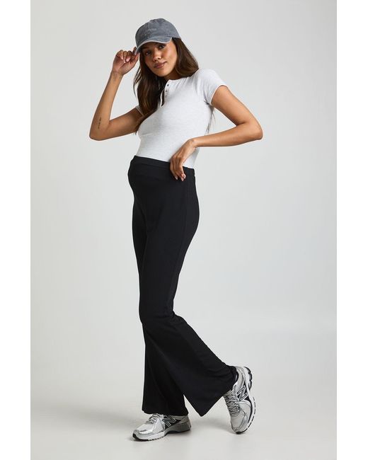 Boohoo Black Maternity Basic Ribbed High Waisted Flare Trousers