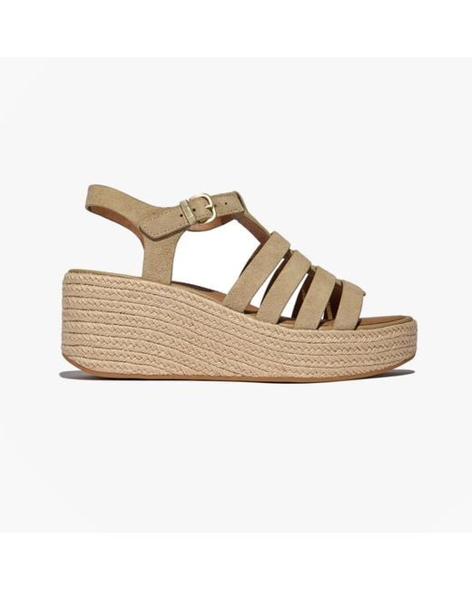 Fitflop Metallic Platfforms Espadrilles Ankle Strap Sandals Cappuccino