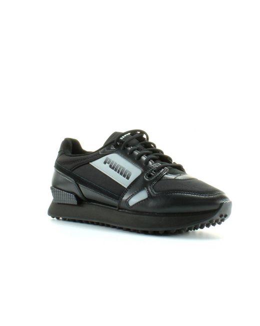 PUMA Black Mile Rider Bright Peaks Textile Lace Up Trainers 374113 01
