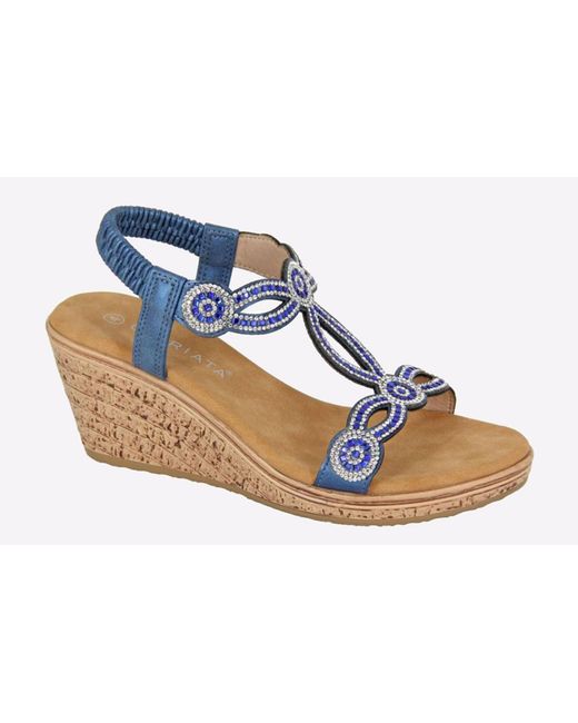 Cipriata Blue Ora Jewelled Wedge Sandal
