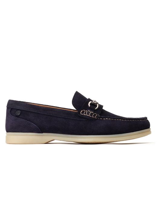 Base London Blue Snapper Leather Loafer Shoes for men