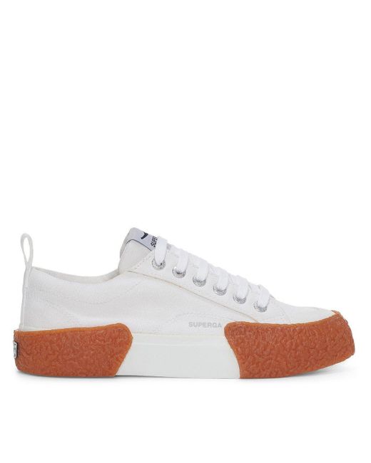 Superga White Adult 2660 Stripe Big Bumpers Trainers /Gum)
