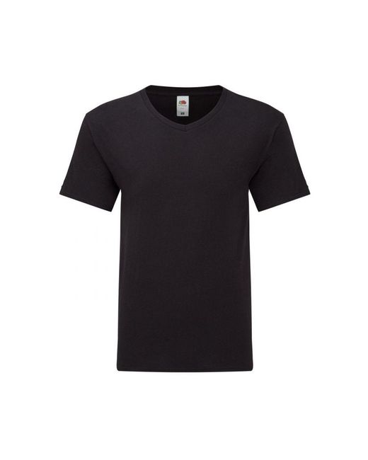 Fruit Of The Loom Black Iconic 150 V Neck T-Shirt () Cotton for men