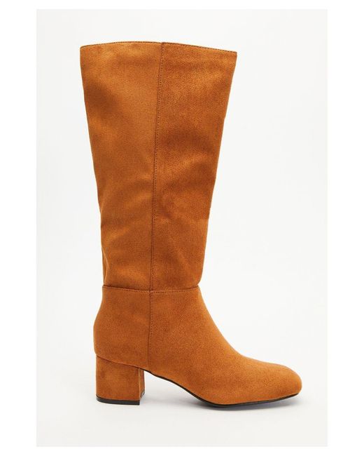 Quiz Brown Tan Faux Suede Knee High Boots
