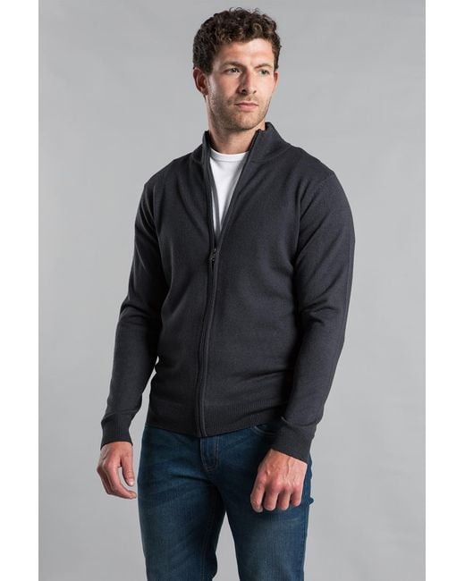 Kensington Eastside Blue Funnel Neck Zip-Through Cardigan for men