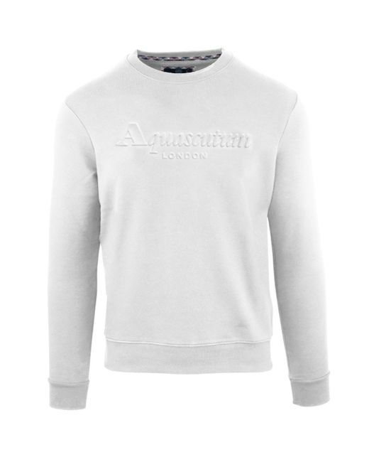 Aquascutum White Embossed Brand Logo Sweatshirt Material_Cotton for men