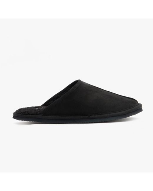 Jack Jones Dudely Microfiber Mule Slippers Anthracite in Black