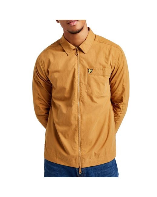 Lyle & Scott Brown And Jacket Ottoman Overshirt Regular Fit Full Zip Casual Top for men
