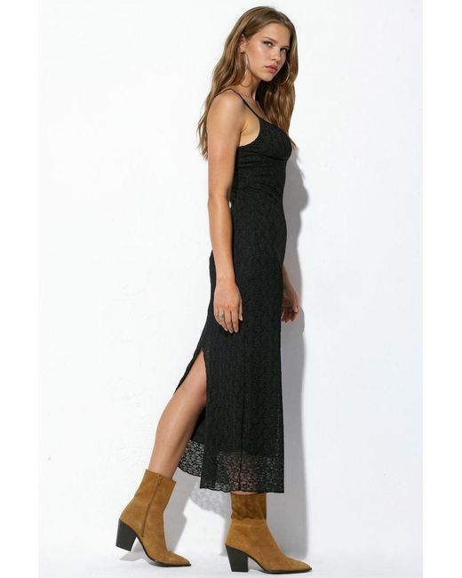 Busem Black Sleeveless V-Neck Maxi Dress With Lace Detail