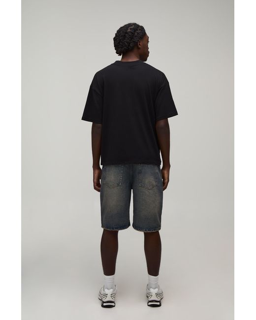 BoohooMAN Black Oversized Boxy Gothic Print T-Shirt Cotton for men