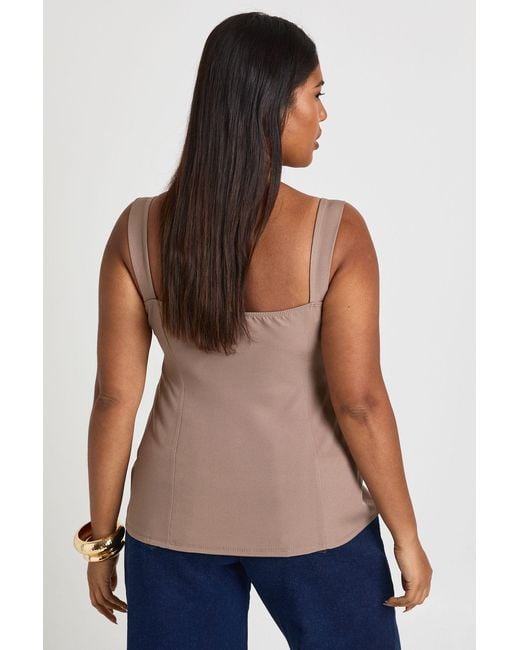 Boohoo Blue Plus Trim Fold Over Neckline Top