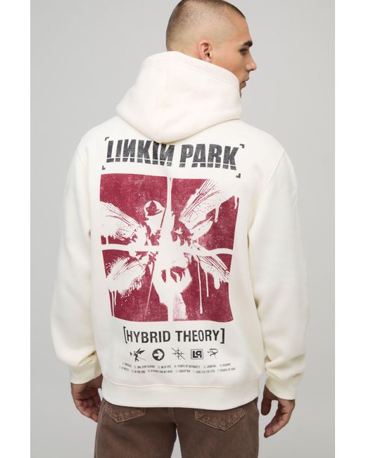 BoohooMAN Gray Relaxed Linkin Park License Printed Hoodie Cotton for men