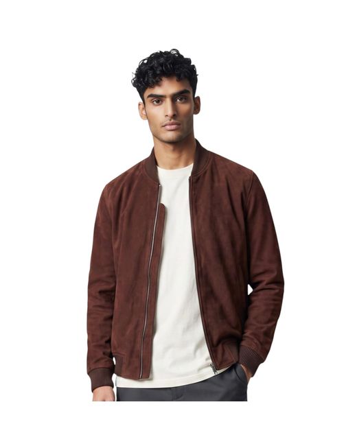 Infinity Leather Brown Goat Suede Ma-1 Bomber Jacket-Antalya for men