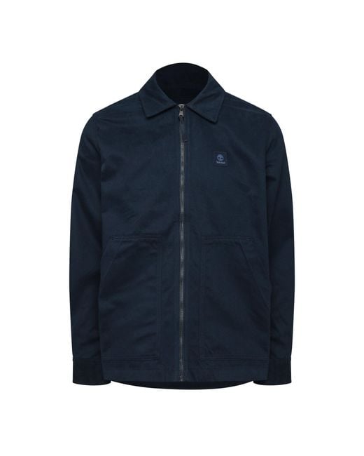 Timberland Blue Herringbone Utility Overshirt for men