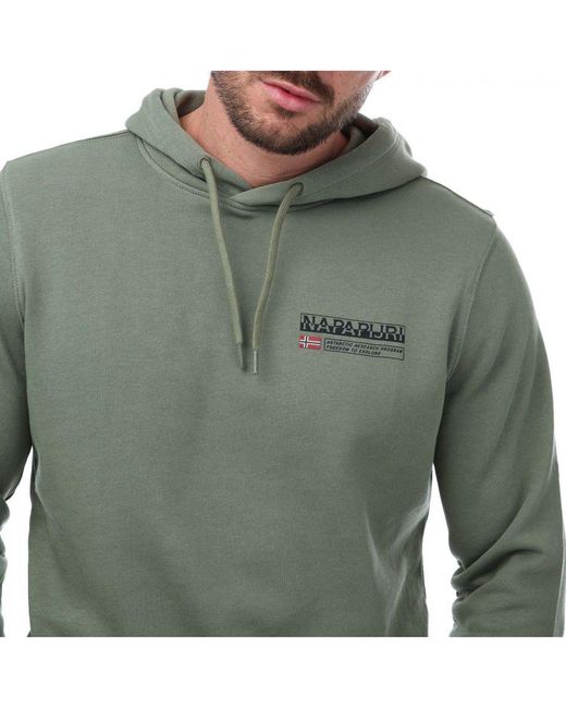 Napapijri Kasba Logo Hoody In Khaki in het Green voor heren