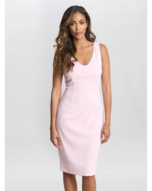 Gina Bacconi Pink Merna Crepe Shift Dress