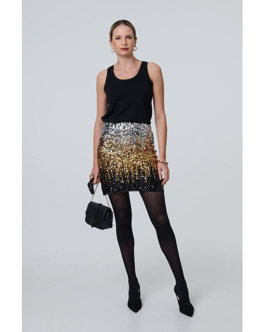 Izabel London Black Metallic Sequin Bodycon Mini Skirt