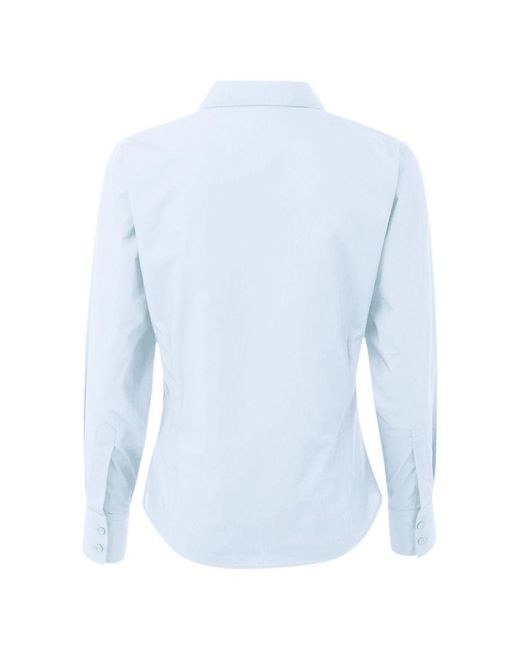 PREMIER Blue Ladies Poplin Long-Sleeved Blouse (Light)