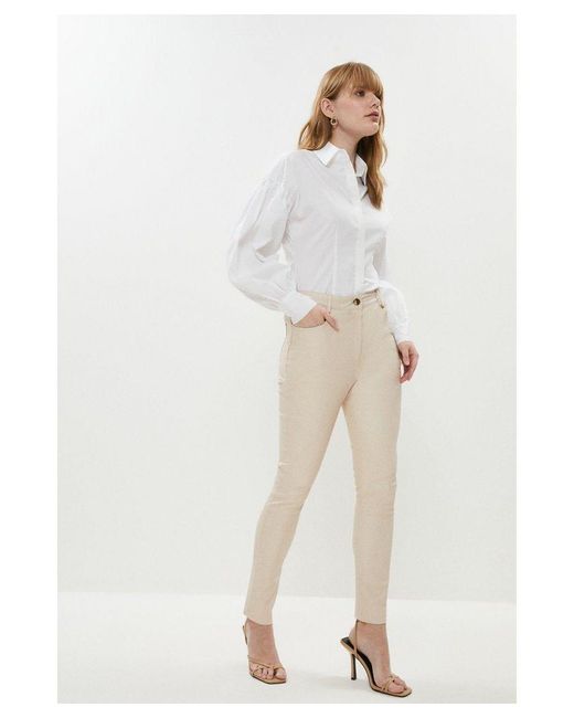 Coast White Stretch Leather 5 Pocket Trousers