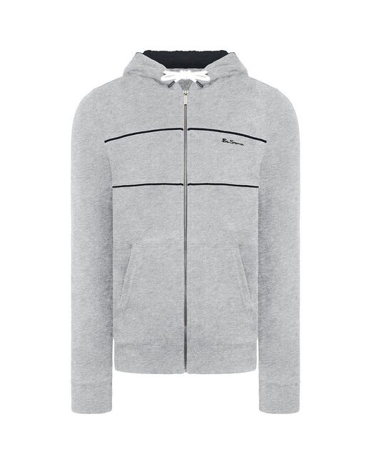 Ben Sherman Gray Longsleeve Zip Light Grey Hooded Track Jacket 0065216l Lightgrey for men