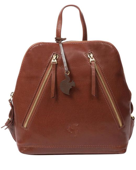 Conkca Brown 'Zoe' Conker Leather Backpack