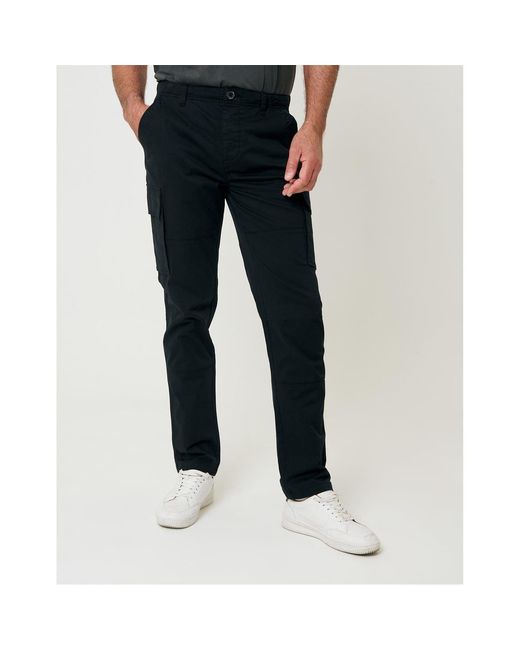 Saltwell Blue Solid Patterned Straight Cargo Pants for men