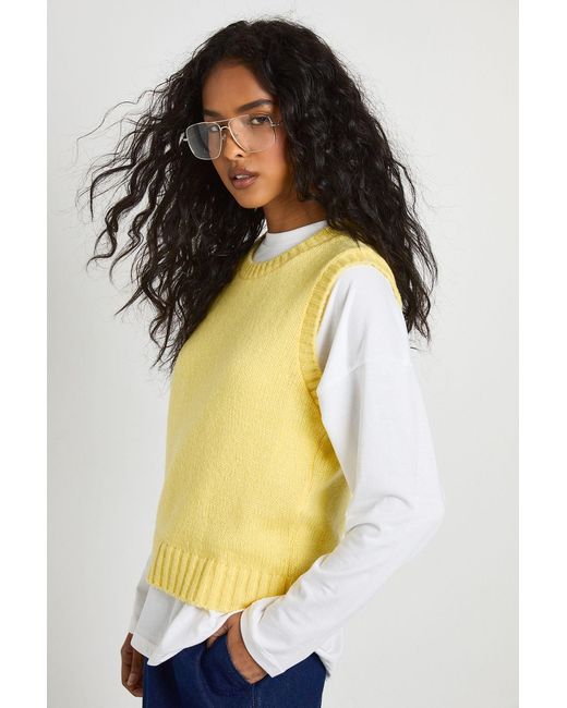 Boohoo Yellow Soft Knit Crew Neck Vest