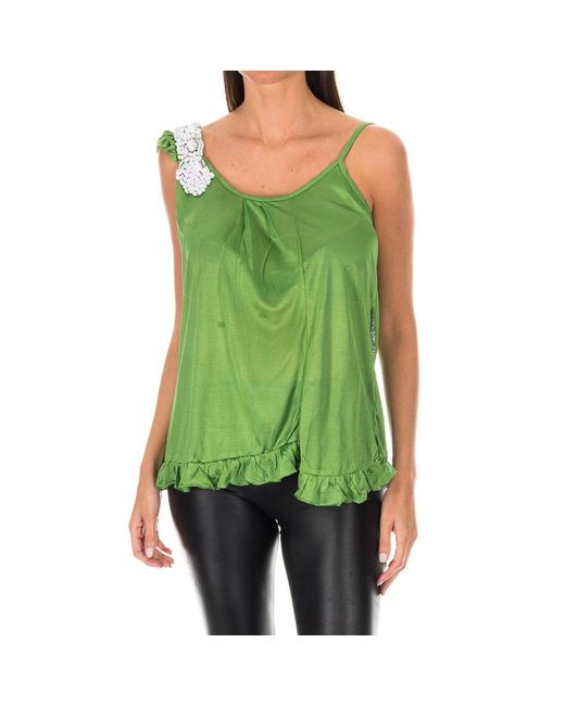 Armand Basi Green Thin Strap Top With Ruffle Bdm0426