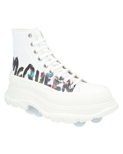 McQueen White Lace-Up Boots for men