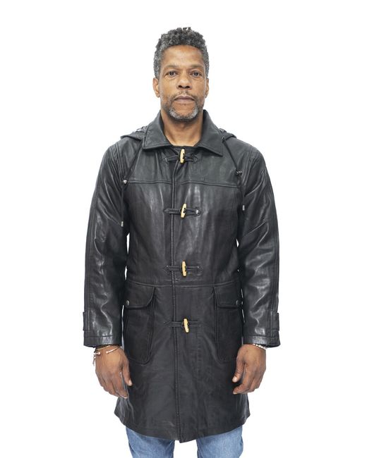 Infinity Leather Black Duffle Classic Coat-Aylesbury for men