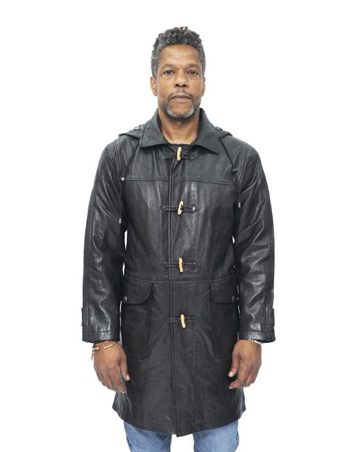 Infinity Leather Black Duffle Classic Coat-Aylesbury for men