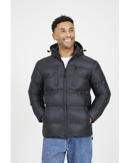Brave Soul Blue Heat Sealed Hooded Padded Jacket for men