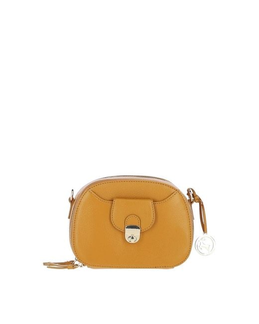 Ashwood Leather Orange Real Compact Crossbody Bag With Adjustable Strap