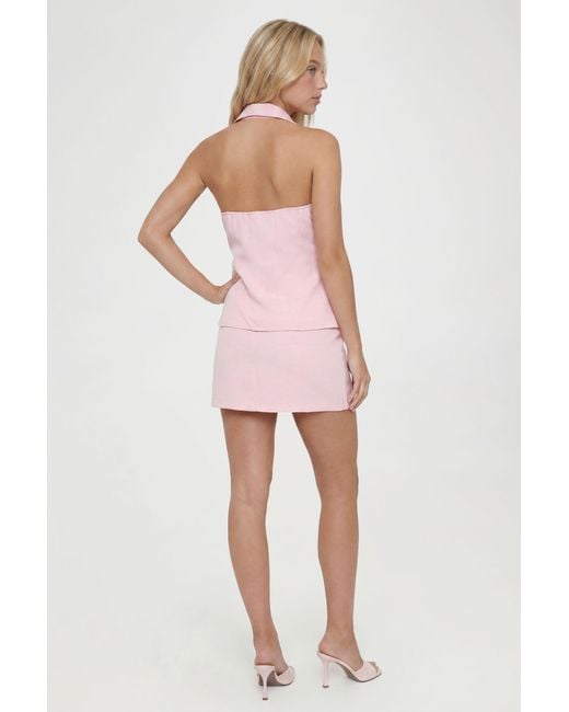 Boohoo Pink Collared Button Front Fitted Waistcoat