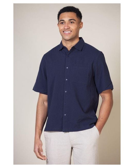Nordam Blue 'Vallant' Cotton Oversized Short Sleeve Button-Up Shirt With Chest Pocket for men