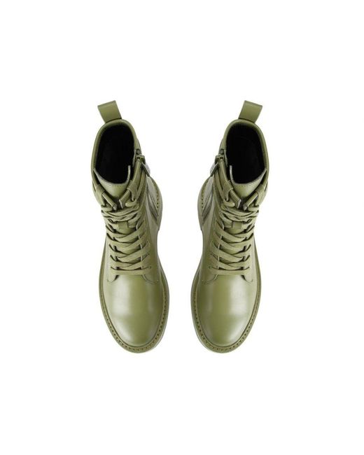 Kurt Geiger Green Leather Matilda Lace Up Boots