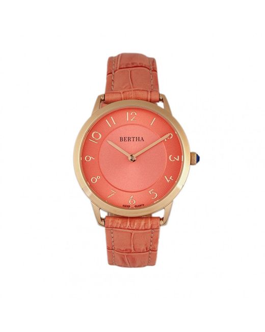 Bertha Red Abby Swiss Leather-Band Watch