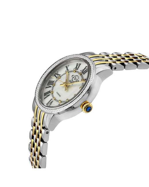 Gv2 Metallic Astor Iii Mop Dial Swiss Quartz Stainless Steel Diamond Watch