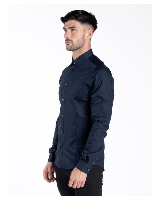 Luke 1977 Blue The Butchers Pencil Slim Fit Smart Shirt for men
