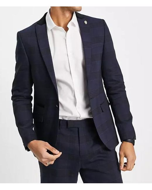 Twisted Tailor Blue Anderson Tall Skinny Suit Jacket for men