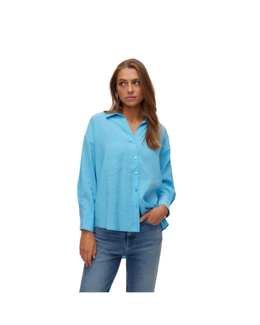 Vero Moda Blue Ladies Vmqueeny Tencel Long-Sleeved Shirt (Bonnie)