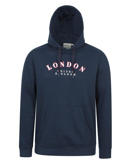 Mountain Warehouse Blue 'Regional' London Overhead Hoodie With Kangaroo Pocket Cosy Pullover Cotton for men