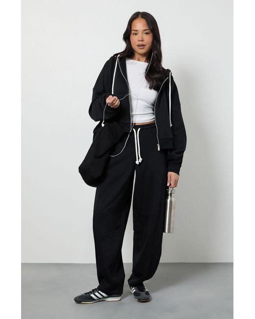 Boohoo Black Contrast Drawcord Oversized Hoodie Tracksuit