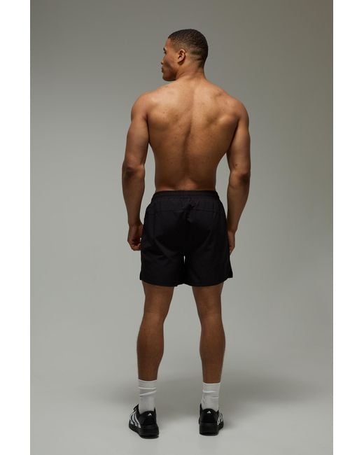 BoohooMAN Black Active Stretch Woven Contrast Trim 5Inch Shorts for men