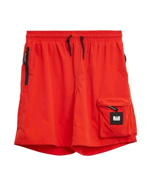 Weekend Offender Red Sunrise Hills Tango Shorts for men
