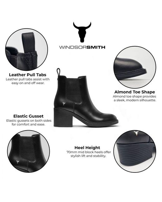 Windsor Smith Black Classic Leather Platform Ankle Chelsea Boots